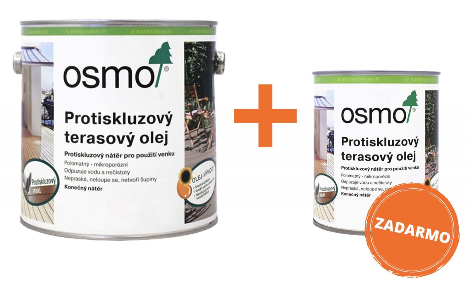 OSMO sada - protišmykový terasový olej 2.5 l Bezfarebný 430 + 0.75 l ZDARMA